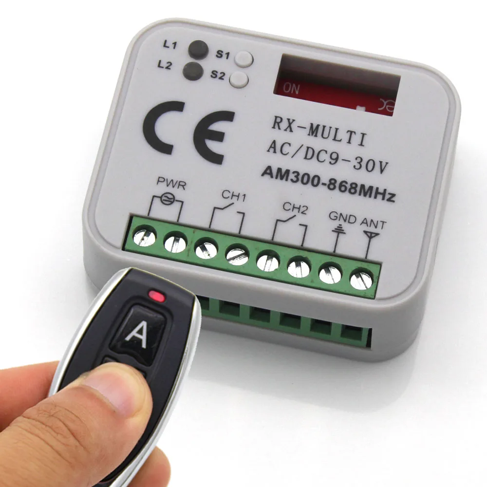 

RX-Multi Receive Controller AC DC 9-30V AM300-868MHz Gate Garage Door Remote Control Switch Receiver Controller 433MHz 868MHz