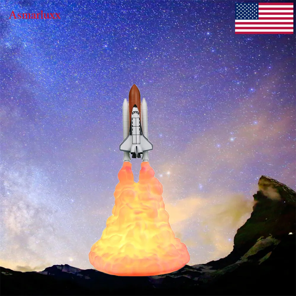 3D печать космический челнок лампа лампы в виде Луны Ночной светильник светодиодный для детей Детская спальня креативная ракетная лампа для Хэллоуина подарок