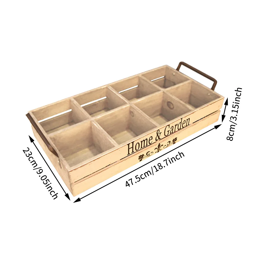 

Flower Pot Tray With Handles Garden Container Wooden Indoor Outdoor Bonsai 8 Grids Home Decor Yard Succulent Plant Balcony