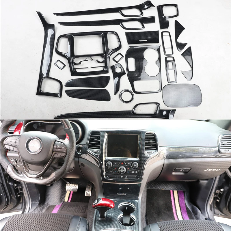

Interior Modification Gear Shift Center Console Steering Wheel 5D Carbon Fiber Color For 2014-15 Jeep Grand Cherokee