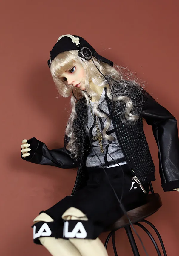 

6 point 4 point 3 point Big baby uncle BJD baseball shirt leather patchwork coat jacket