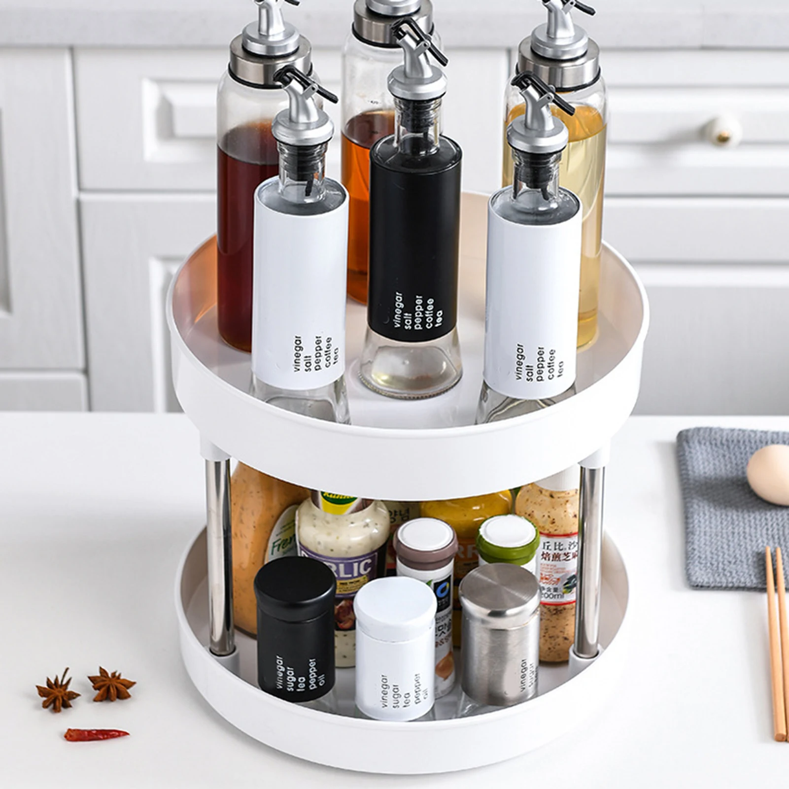 

Turntable 360-Degree Organizer Rotating Spice Rack Organizer Multifunctional Rotating Rack For Bedroom Kitchen FAS6
