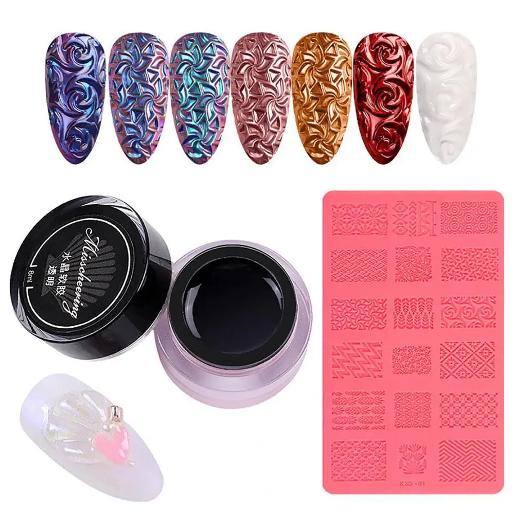 

50% Hot Sale Nail Art Mold Elastic Non-stick DIY Creative Nail Painting Carved Mold for UV Gel Nails
