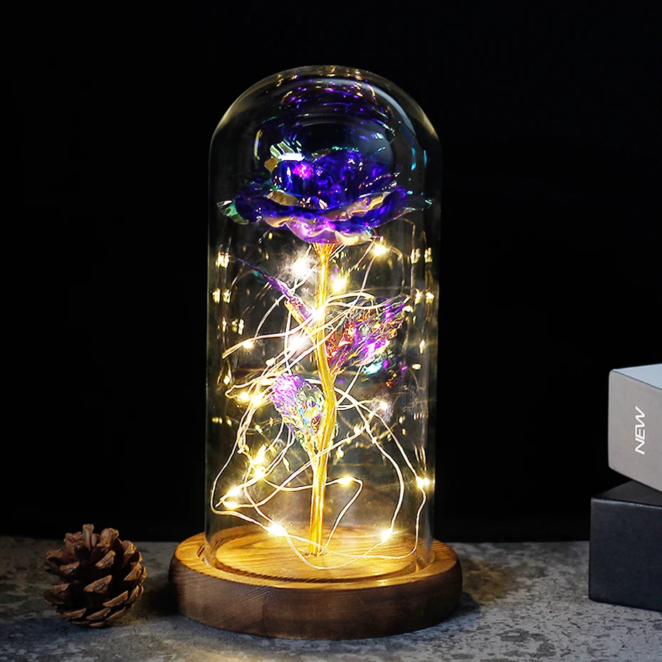 Роза средней красавицы и чудовища в стеклянном куполе вечная роза красная особый