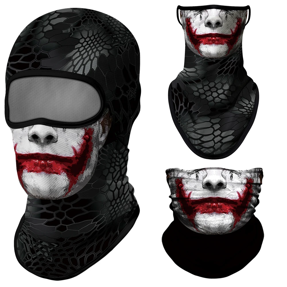 

Halloween Neck Gaiter Clown Joker Scarf Mascara Moto Face Shield Breathable Balaclava Tube Buff Bandana Sport Headband Ski Mask