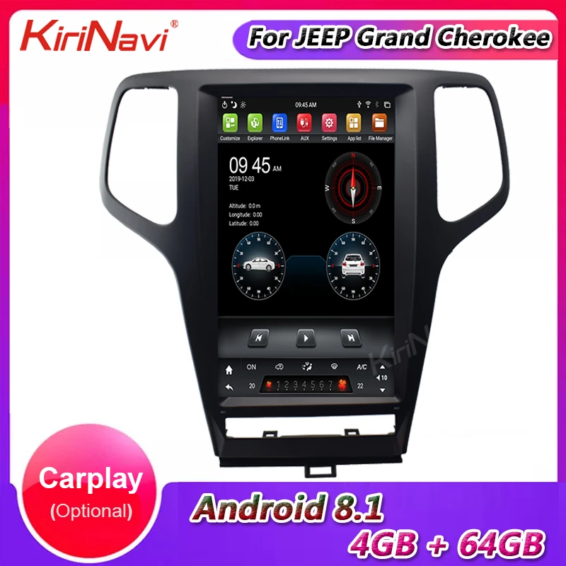 Вертикальный экран KiriNavi в стиле Tesla 13 6 &quot1 Din Android 9 0 Автомагнитола для JEEP Grand Cherokee