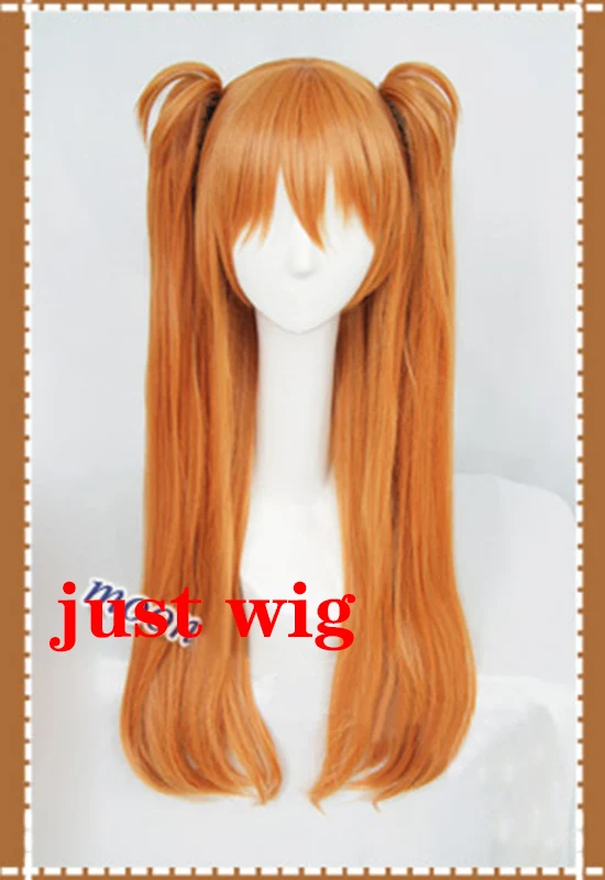 Just Wig Высокое качество волос ЕВА АСУКА Langley Soryu Длинные оранжевые Жаростойкие косплей костюм парик с 2 конский хвост зажимы+ головной убор - Цвет: Just Wig