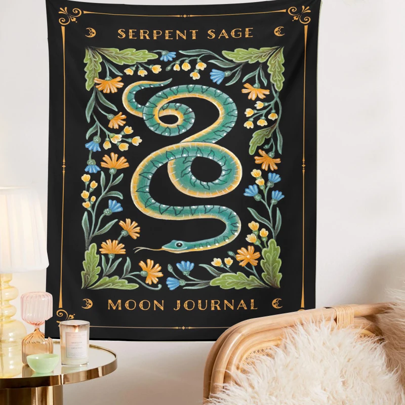 

Настенный декор в виде змеи шалфей, гобелен в стиле Луны для журнала, подвески, фазы вашей жизни, Волчья змея, ведьмы, Настенный декор в стиле ...