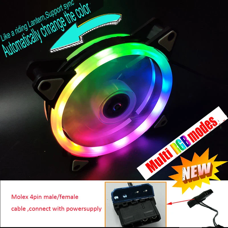 Светодиодный вентилятор RGB с несколькими режимами Круглый охлаждающий для ЦП