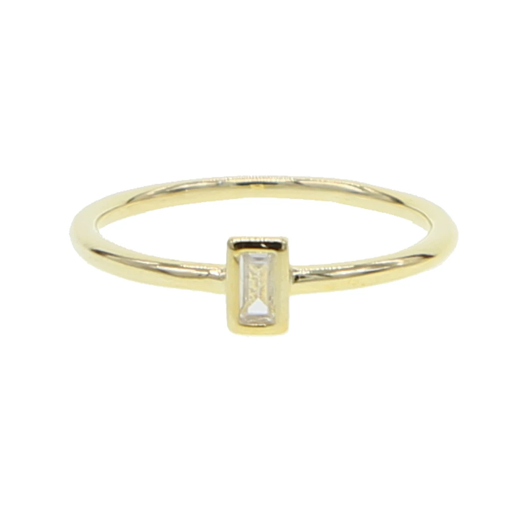 Простые тонкие каменные бусы один багет фианит cz золотистого цвета милые