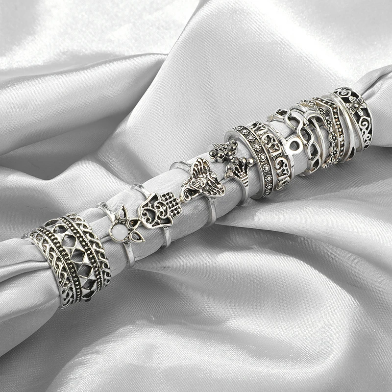 Tocona набор колец с цветком в богемном стиле 13 шт./компл. кристаллами золотого и