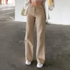 Женские джинсы Y2k, широкие брюки цвета хаки, мешковатые расклешенные джинсы с высокой талией, однотонные, T5, 2021