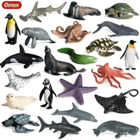 oenux ocean animals dolphin rays whale shark penguin model action figures sea life aquarium playset miniature education kid toys