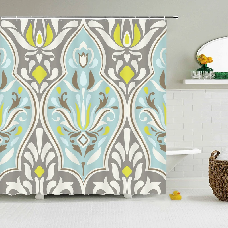 Shower curtain Waterproof Polyester fabric 3D Bath Geometric Flower for Bathroom Long 180*200cm | Дом и сад