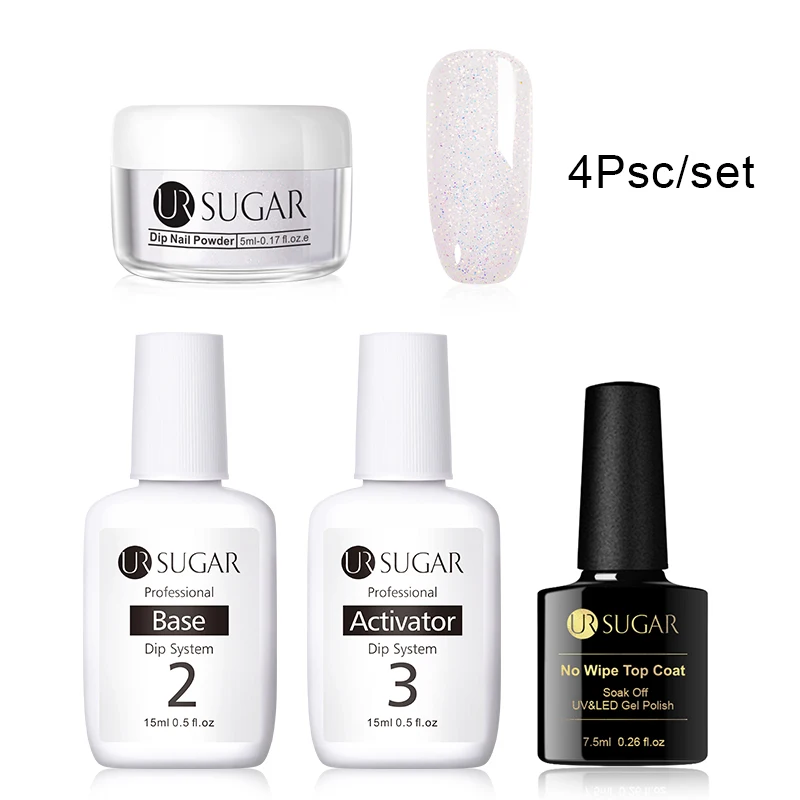 4Pcs set 12 Ur Sugar 5 мл Dip ногтей Порошковая голографическая блеск градиент Сияющий хромированный пигмент погружающийся порошок Набор для украшения ногтей DIY - Цвет: 4Pcs set 12