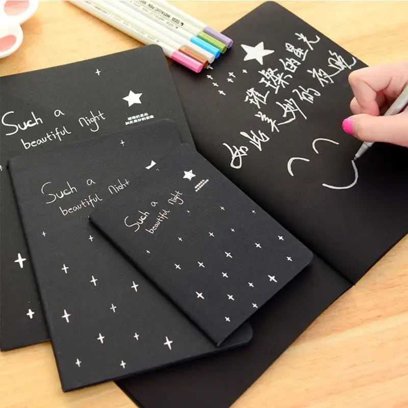 

28 pages Diary Notebook Black Paper Notepad Sketch Graffiti Notebook for Drawing Painting Office School Stationery Free shipping