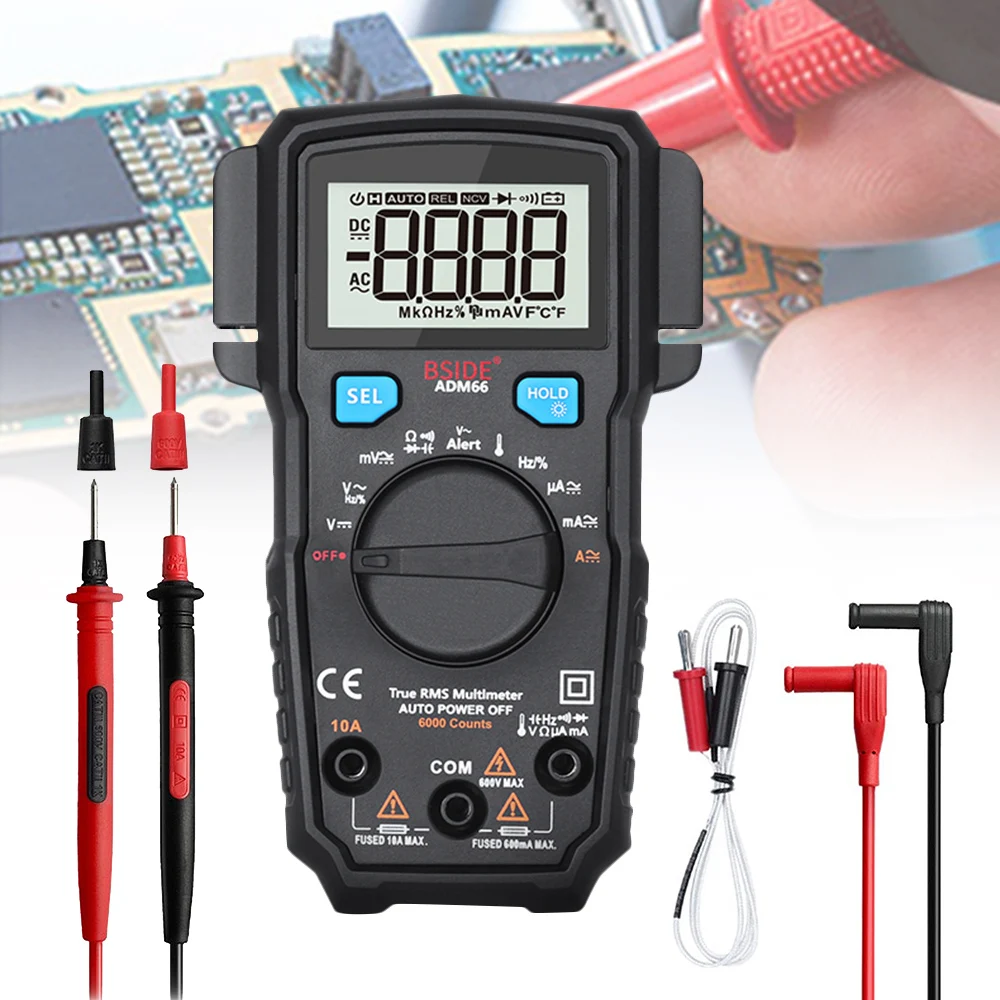 Цифровой мультиметр BSID ADM66 с автоматическим диапазоном TRMS Mini 6000 DMM конденсатор