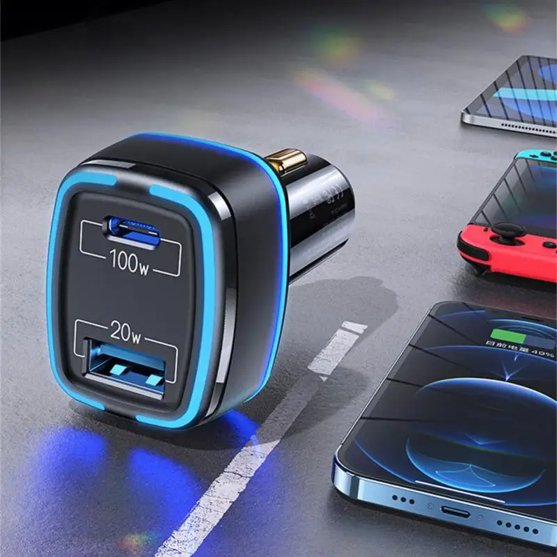 

QC3.0 Fast Car Charger 120W Quick Charge PPS/PD 3 Port USB Charger For Iphone Huawei Xiaomi TYPE-C Iaptop100/65/45/30/20W