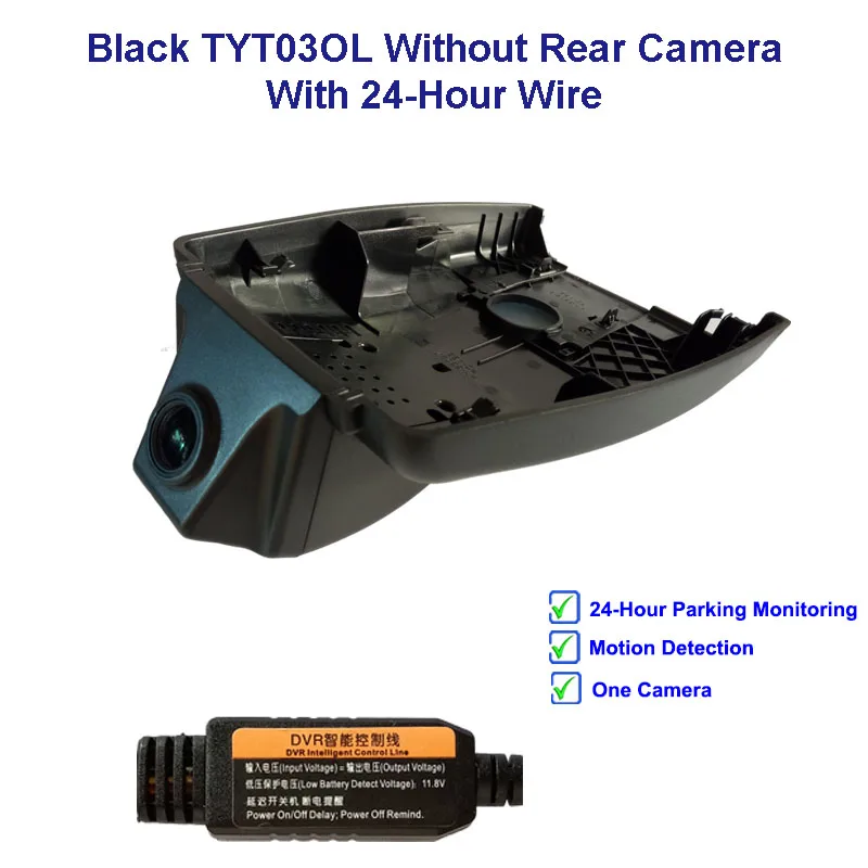 Black One Cam Line Jabriel 1080P Автомобильный видеорегистратор автомобиля Камера 24 часа видео рекордер двойной lensrear Камера для Toyota Chr rav4 Camry yaris corolla avensis t25 - Название цвета: Black One Cam Line