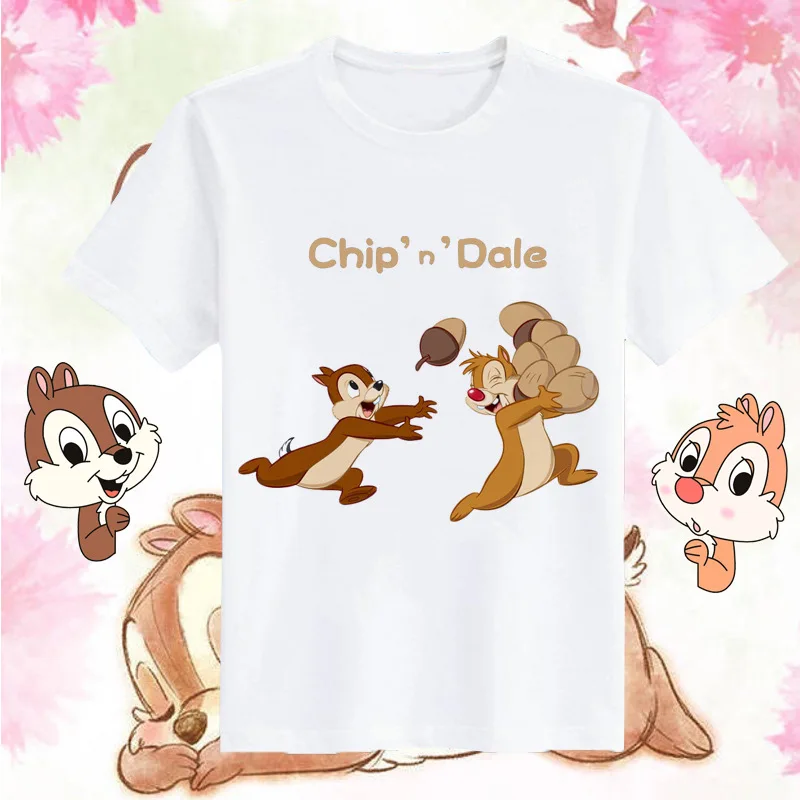 

Disney Chip 'n' Dale T-shirt cotton clothes short-sleeved tops children men youth parent-child wear