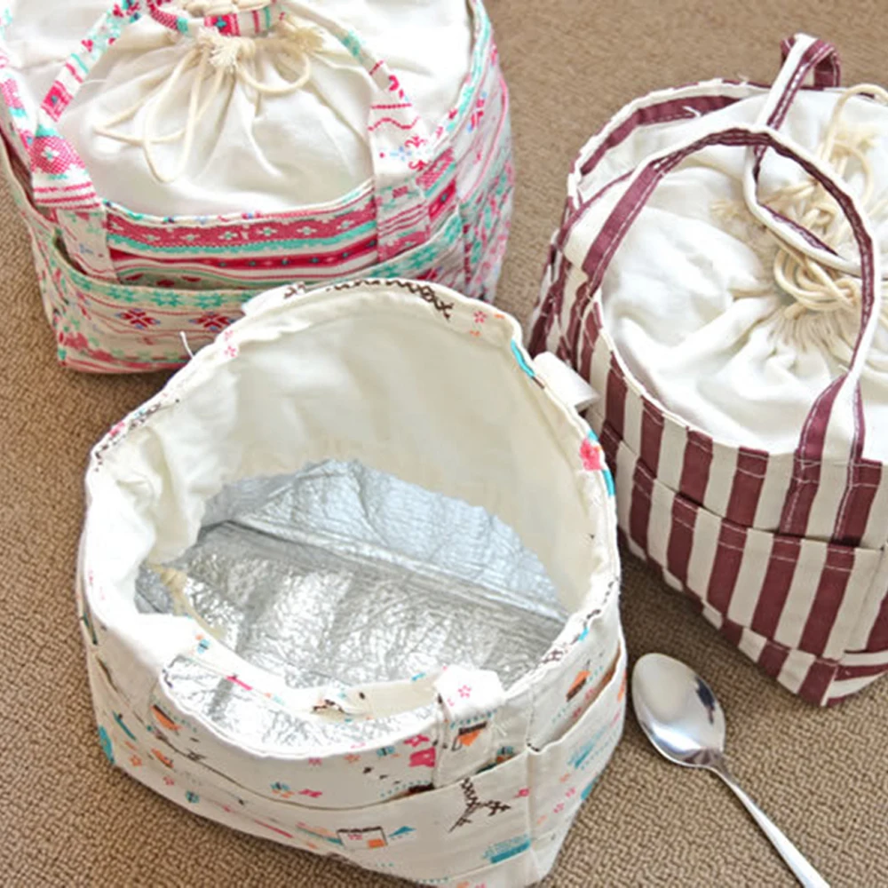 Объемная хлопковая и льняная тканевая теплоизоляционная сумка трехслойная