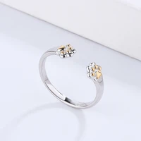 925 sterling silver animal paw print designed open fine rings for woman diy jewelry making fit original pandora