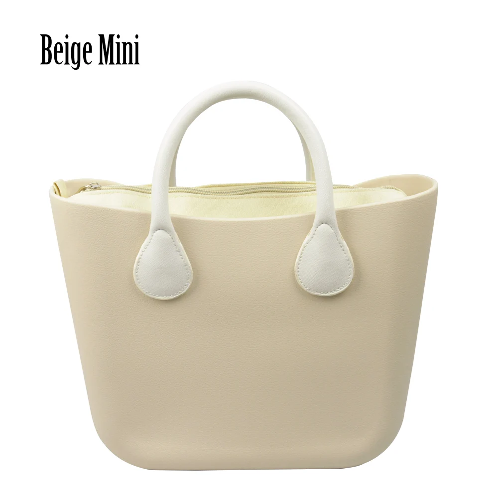 beige mini Huntfun модная женская мини-сумка EVA с водонепроницаемой вставкой внутренний карман короткие кожаные ручки стиль obag O женская сумка - Цвет: beige mini
