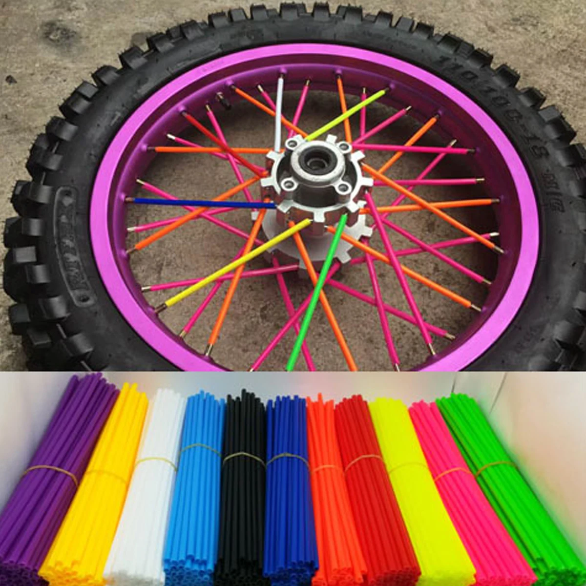 72 шт. протектор спиц для велосипедных колес цветные Чехлы мотоциклетных ободов