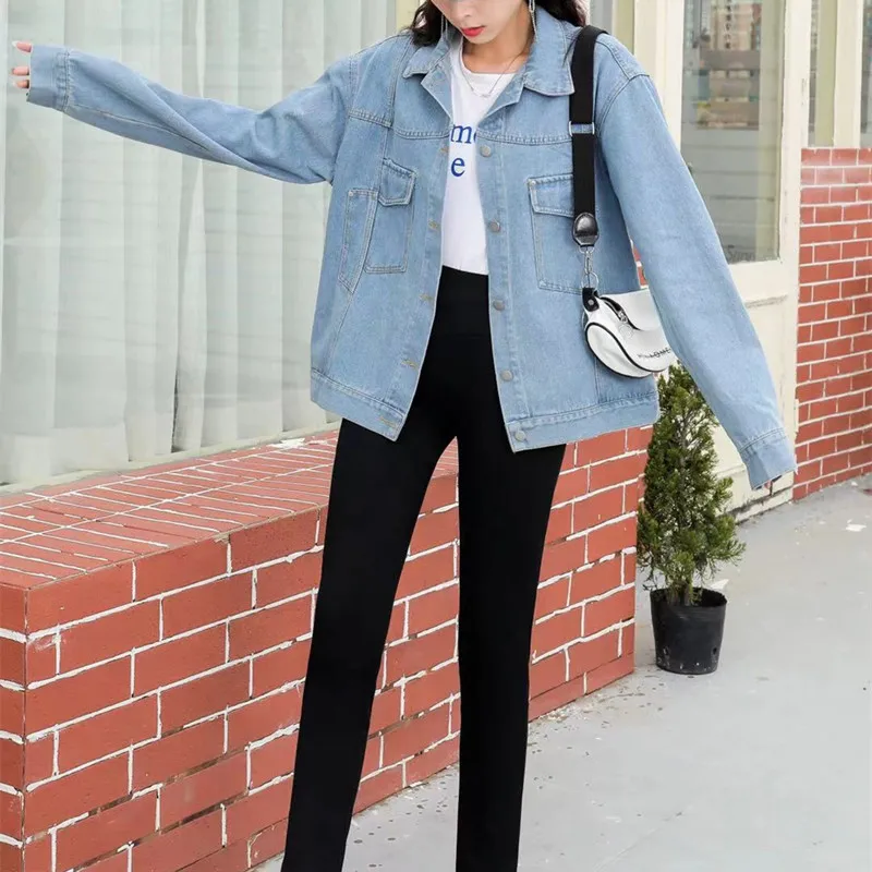 

Autumn New Style Korean Loose Denim Jacket Female Stylish Casual Oversized Jacket With Pockets Denim Jacket