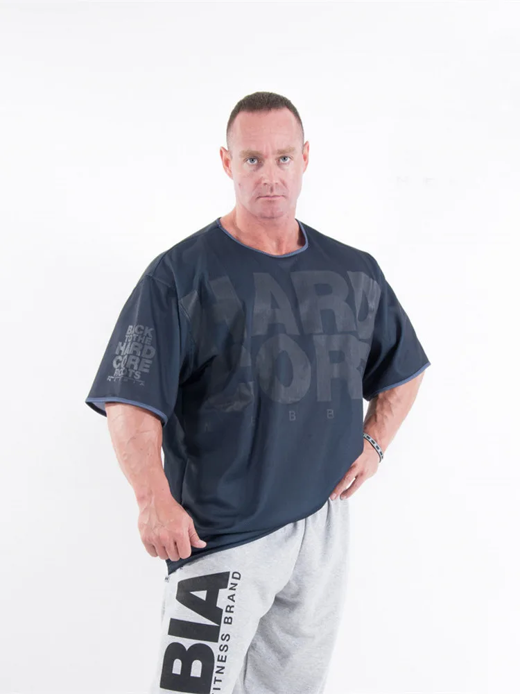 

Men Loose Cotton Gym Shirt Sport T Shirt Men Short Sleeve Running Shirt Men Workout Training Tees Fitness Top Sport Bat T-shirt