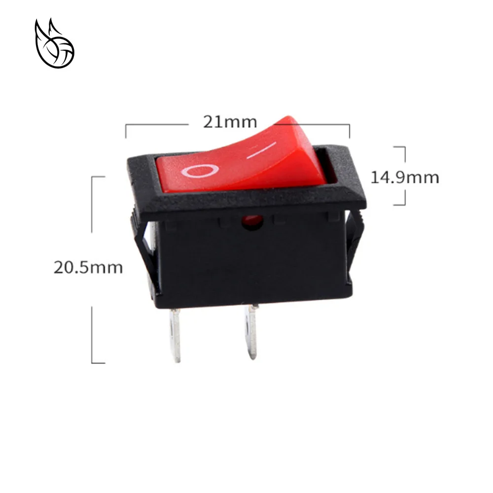 10 шт черный/красный/белая кнопка мини переключатель 6A-10A 250V KCD1-101 2Pin оснастки кнопка вкл/выключения кулисный переключатель 21*15 мм
