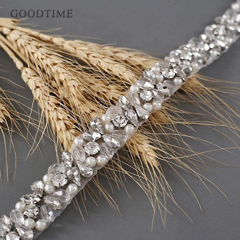 Благородный женский пояс свадебный с кристаллами серебряный ручной работы