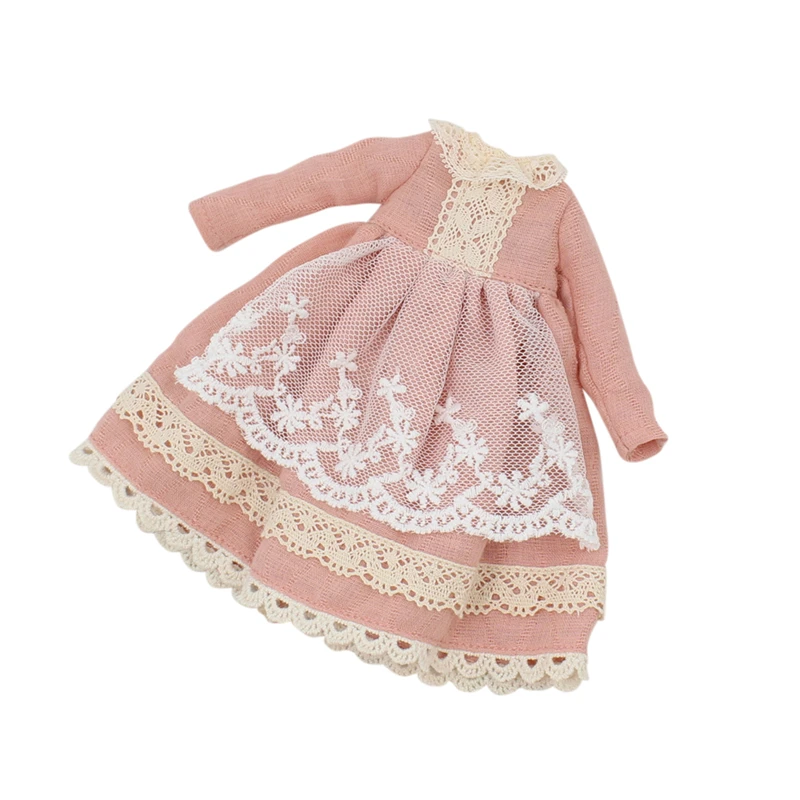 Blyth кукла ледяная игрушка платье светильник розовое платье с кружевным шарфом дамское платье одежда