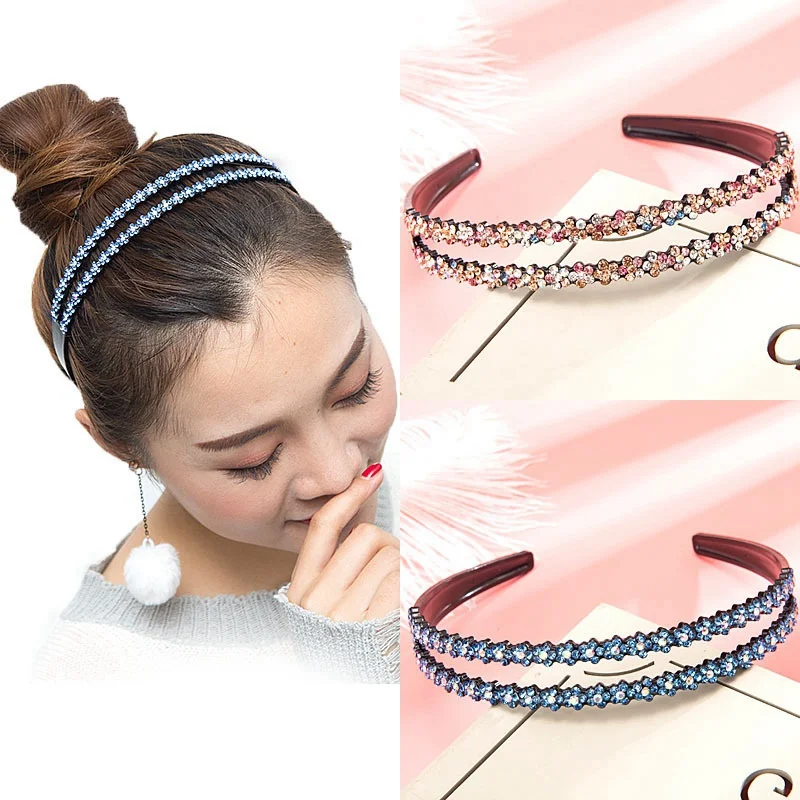 

Fashion Female Crystal Rhinestone Jewelry Headband Head Hair Bands Double Side Crystal Hairbands Headwear Accessories For Women