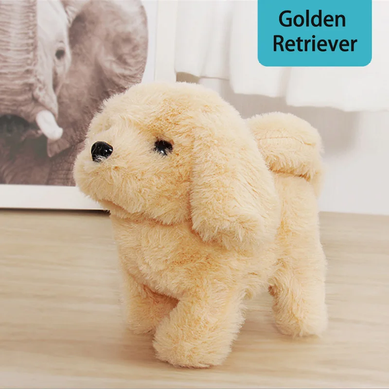Golden retriever Новинка, электронное управление звуком, собаки, интерактивные электронные домашние животные, робот, собака, лай, прогулки, моделирование, мягкие плюшевые игрушки для детей, детские подарки - Цвет: Golden retriever