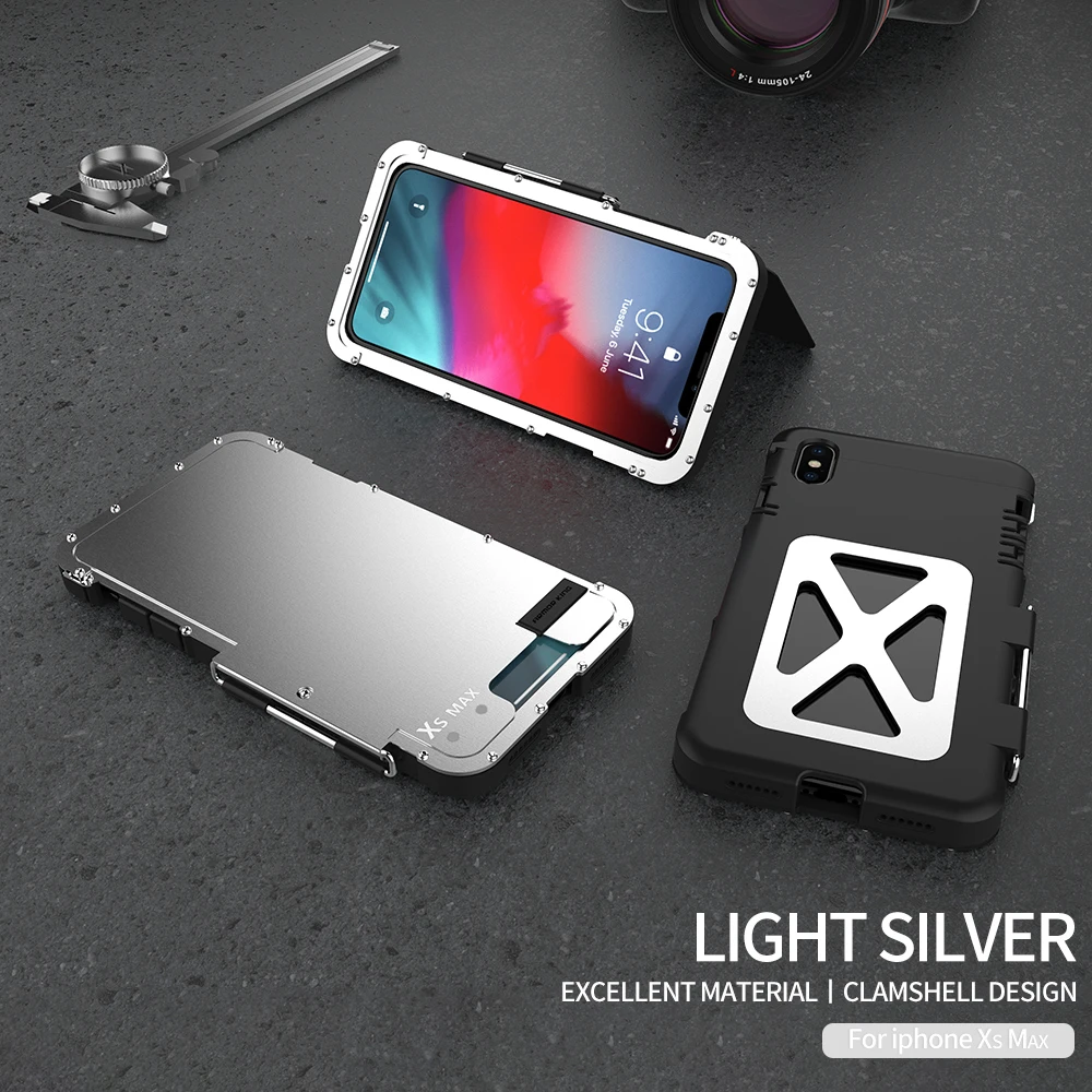 Камуфляжный металлический флип-чехол для телефона iphone 11, металлическая рамка, защита от падения, чехол для 11 pro max, противоударный - Цвет: light silver