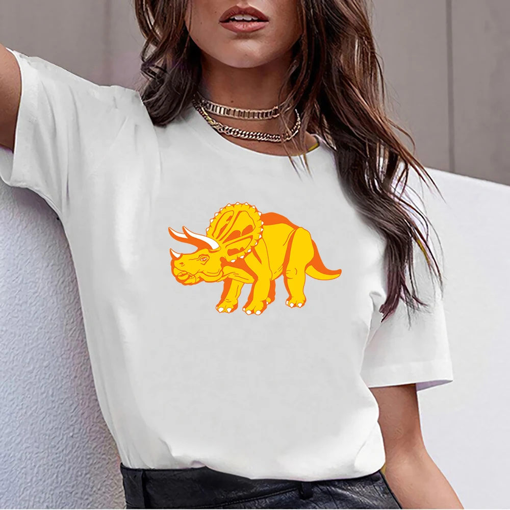 

Tops T Shirt Women triceratops dinosaur Kawaii Inscriptions Print Female Tshirt