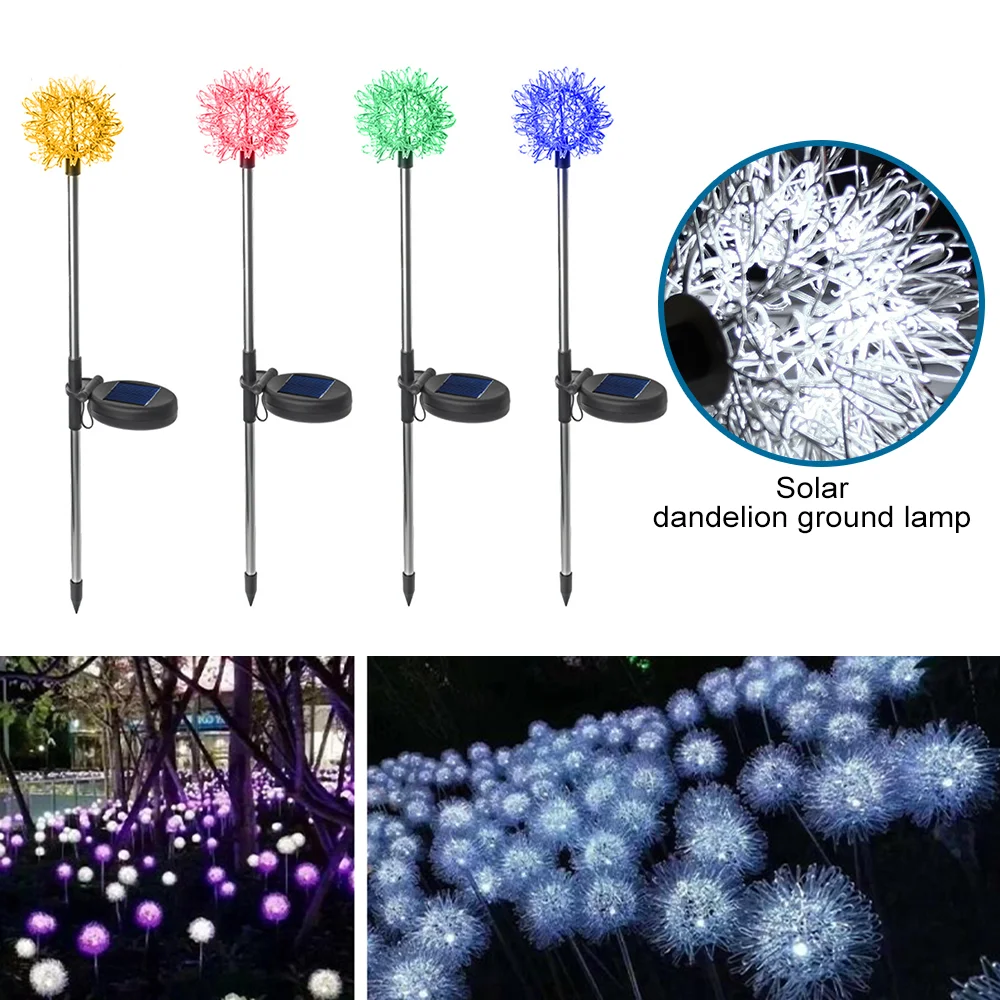 

4pcs Solar Light LED Waterproof Dandelion Flower Lawn Lamp Colorful Light For Garden Path Terrace Landscape Decoration