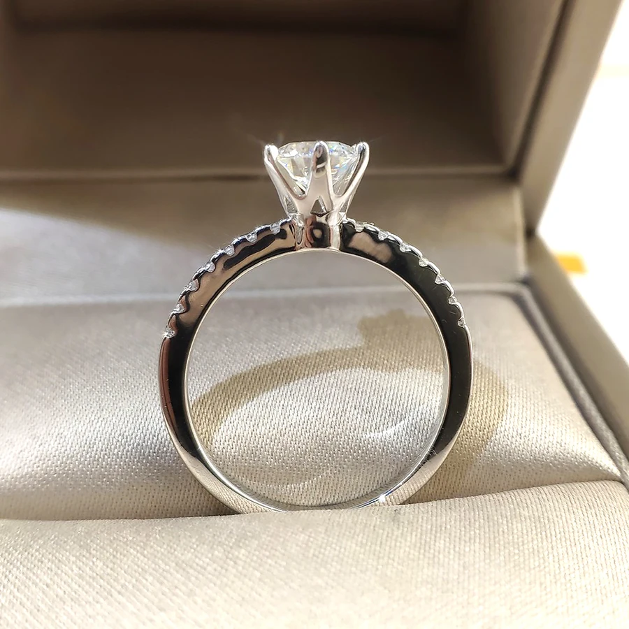 Luomansi 100%-S925 серебро 18K Withe золото кольцо 1 карат муассанит кольца обручальные