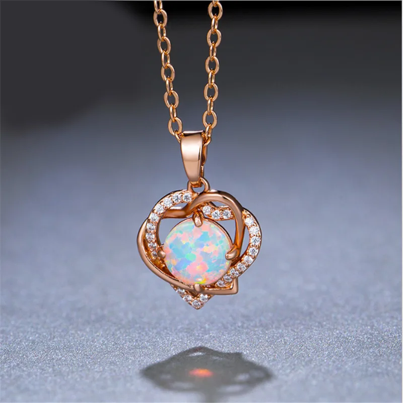 

New Style Pendant Fashion Heart-shaped Female Necklace Pendant Temperament Opal Ladies Necklace