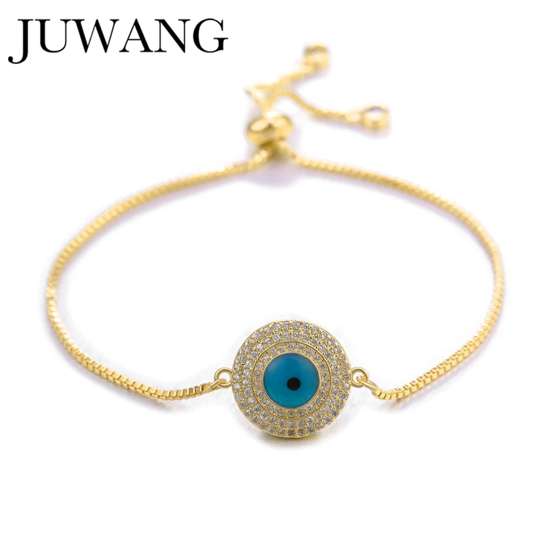 JUWANG Women Evil Eye Bracelets Cubic Zircon Eyes Charm Copper Chain Bracelet Fashion Jewelry For Christmas Gifts pulseras mujer | Украшения