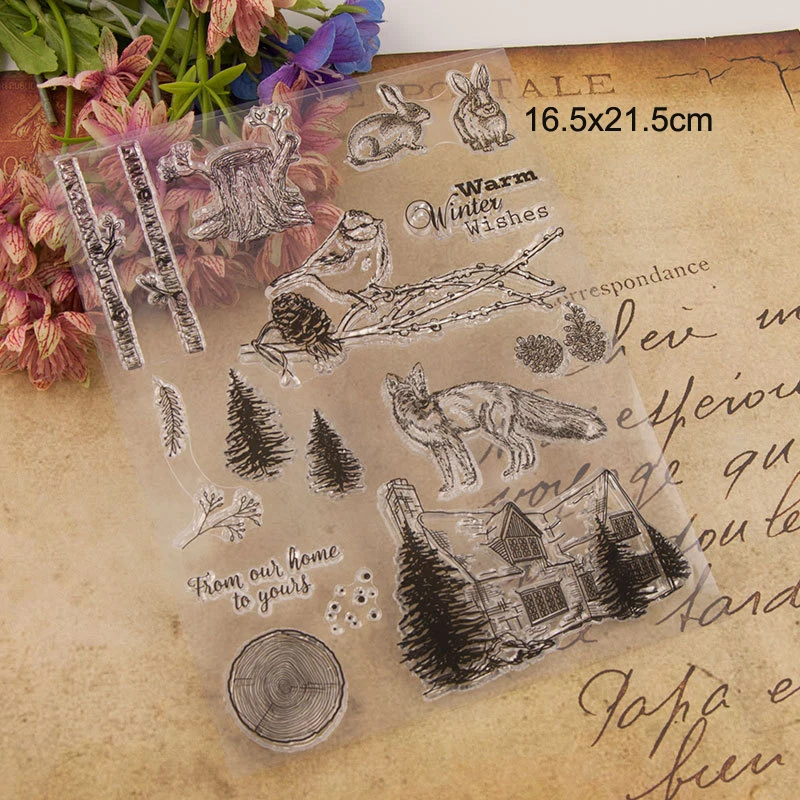 Зима дерево кролик прозрачные штампы Новинка 2019 Скрапбукинг резиновые