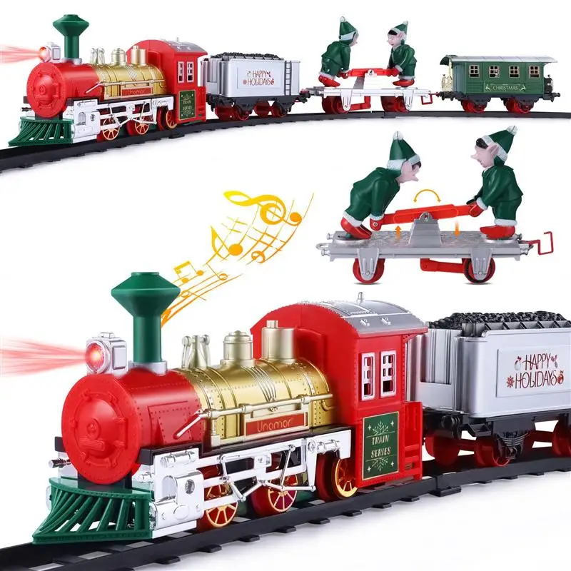 

Рождественский поезд, реальный звук светильник, питание от батарейки, модель поезда, игрушка для девочек, детей, малышей