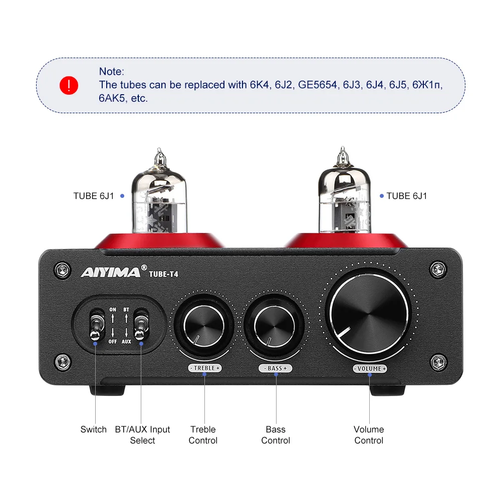 AIYIMA 6J1 ламповый усилитель TPA3221 Bluetooth 5 1 Hi Fi 100 Вт × 2 стерео цифровой QCC3031 APTX HD ВЧ бас