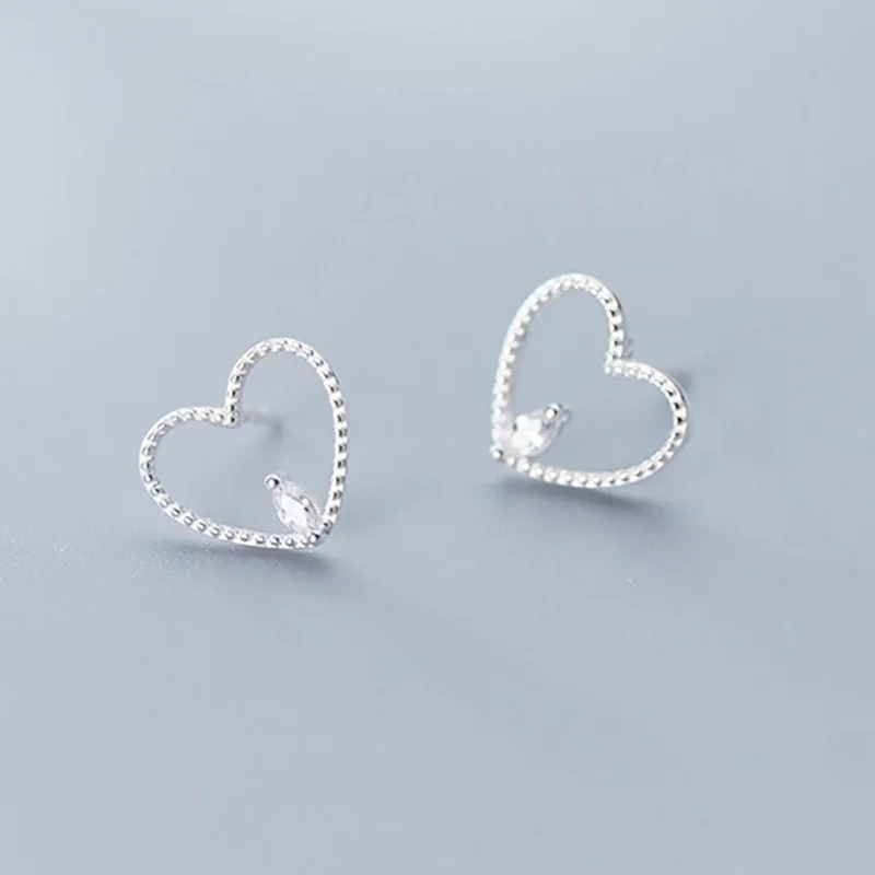 Trusta 925 пробы серебряные ювелирные изделия модные милые миниатюрные 8 мм X 7 мм полые серьги-гвоздики в форме сердца подарок для девочек, детей, леди DS514 - Окраска металла: G4012