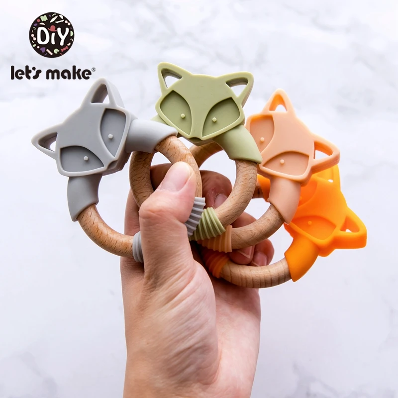 Силиконовый деревянный Прорезыватель для зубов Let'S Make прорезыватель из лисы и