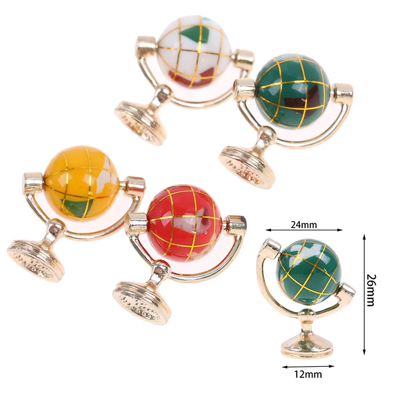 

1:12 Scale Miniature Turnable Globe With Golden Stand Rolling Globe Dollhouse Living Room Furniture Toys Accessories