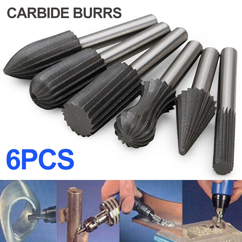 

Carbide Burrs Drill Bit Set HSS Carbide Rotary File 1/4 Hex Shank Rotary Rasp Tool For Woodworking Drilling Soft Metal Carving