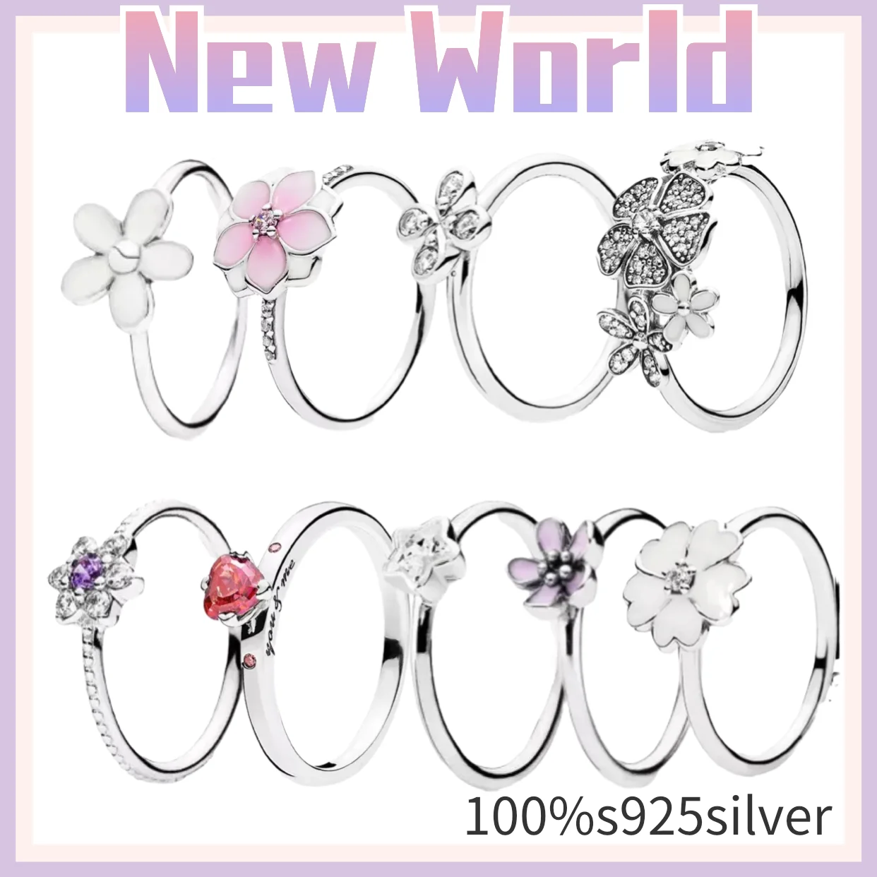 

Classic 100%925 sterling silver sparkling Pandora Ring Lilies Creative Charming Ring for Women's Engagement Jewelry Anniversary