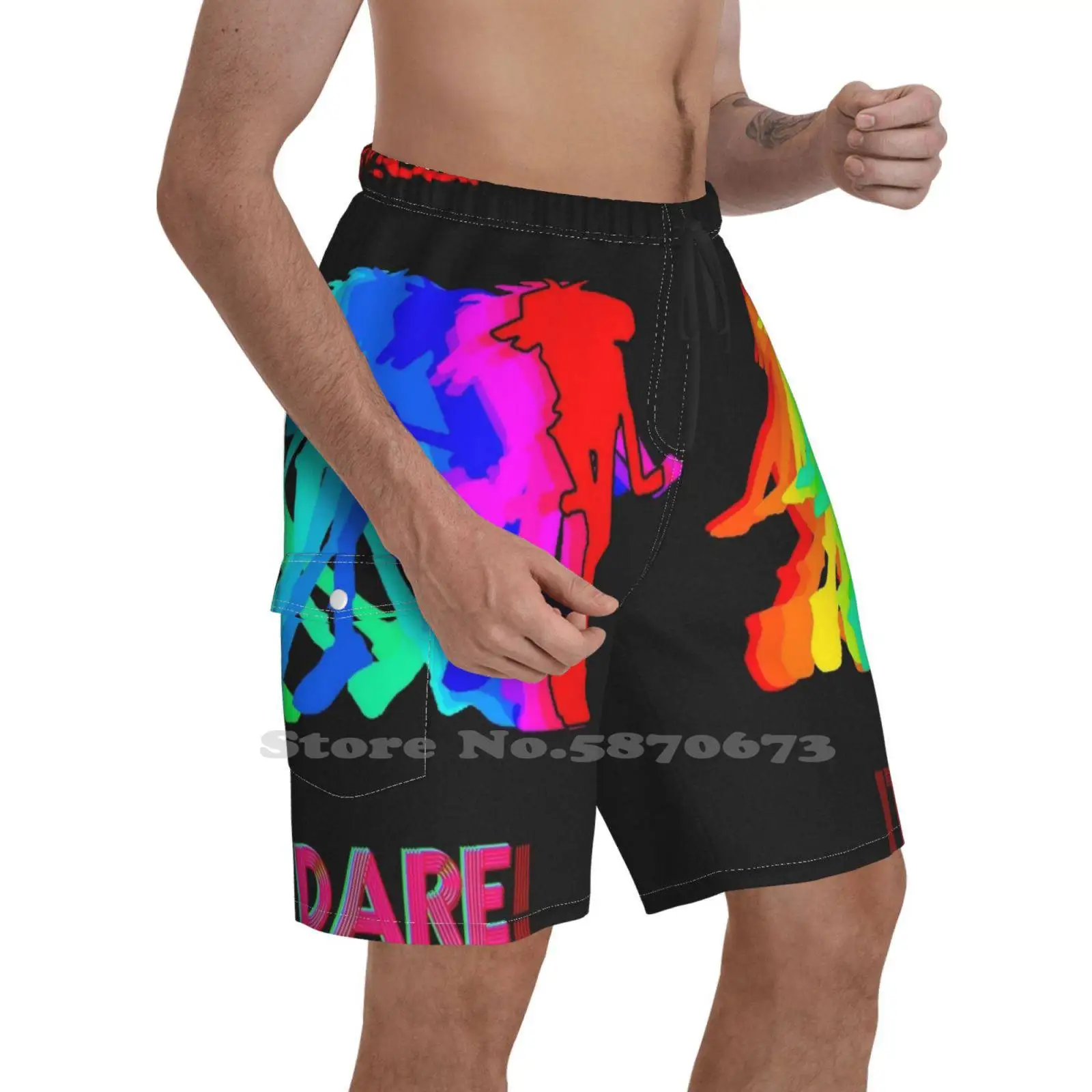 Цветные мужские спортивные пляжные шорты с принтом демонов музыкальная повязка